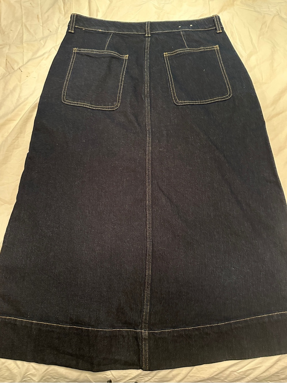 MIDI A-Line Button Front Dark Jean Skirt with Pockets size 14 - Picture 7 of 8